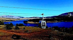 Поглед на планински превој док се облаци спуштају на шуме  Поље маслачака које се протеже све до ивице борове шуме